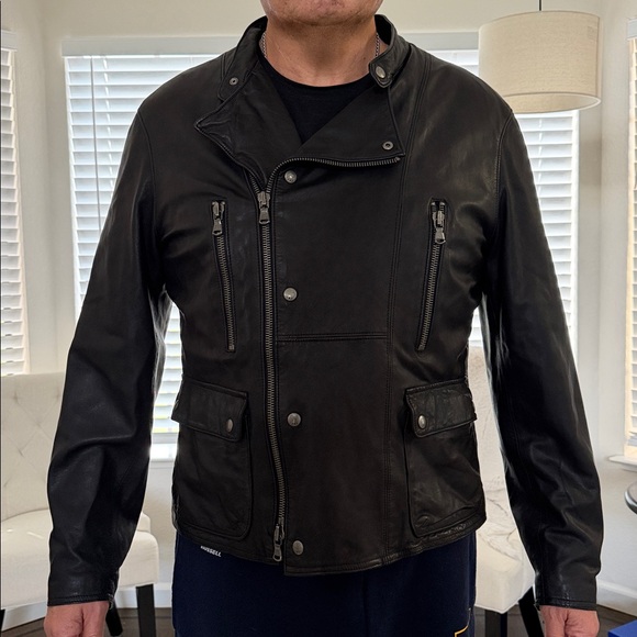 John Varvatos Black Lambskin Leather Jacket - Picture 8 of 9